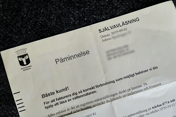 Bild på ett brev från kommunen