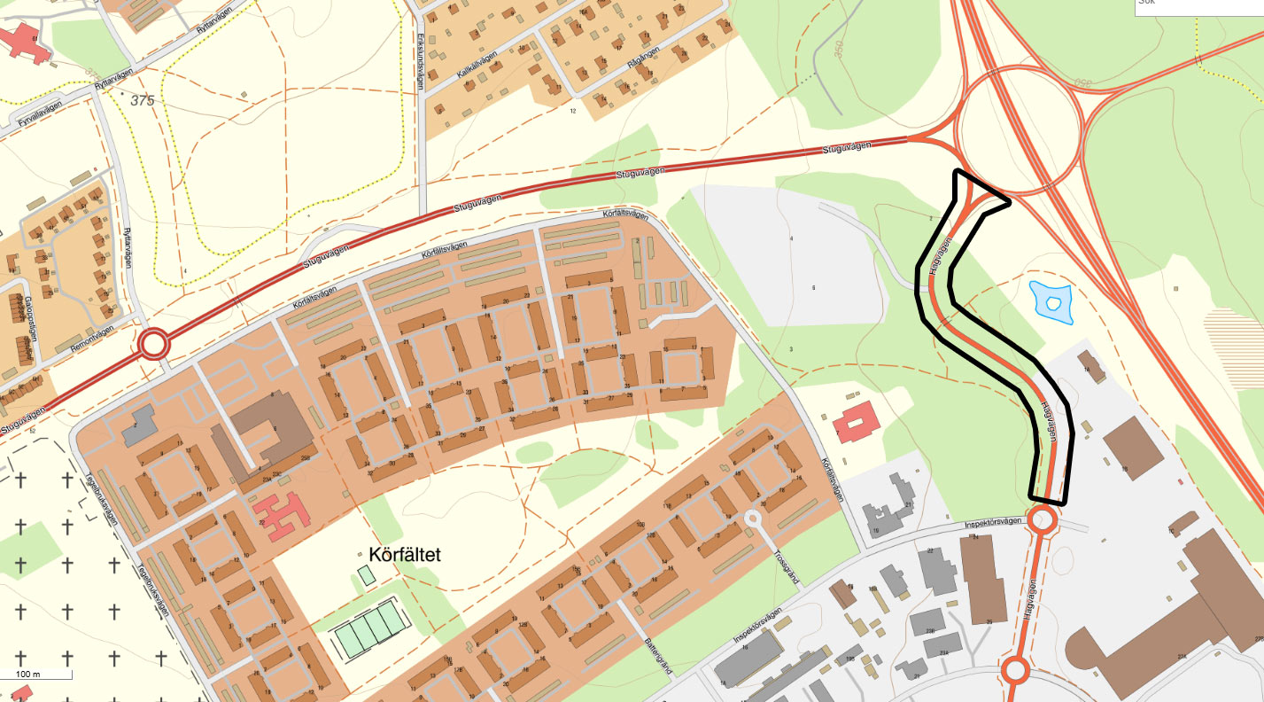 Karta som visar var trafikstörningen är