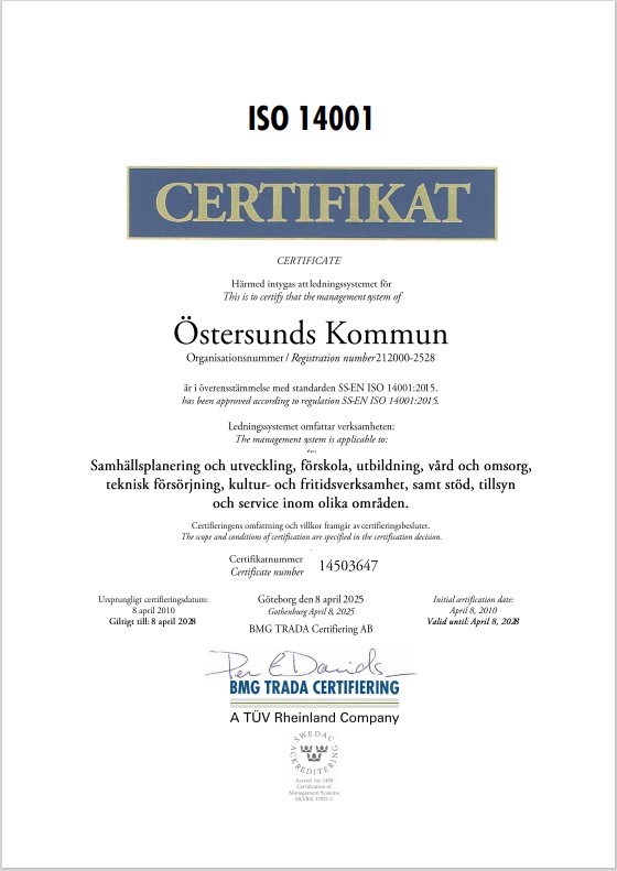 Certifikat ISO14001