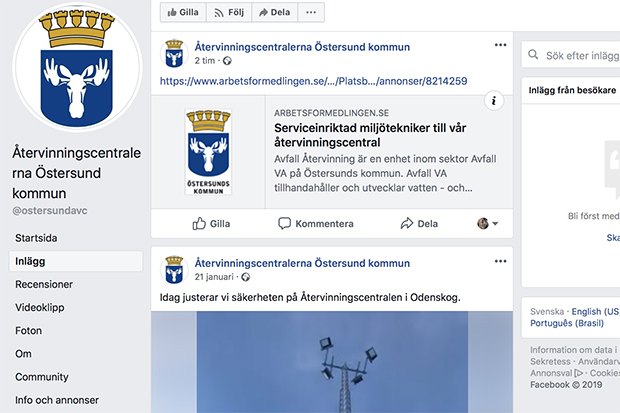 Skärmdump från FB-sidan