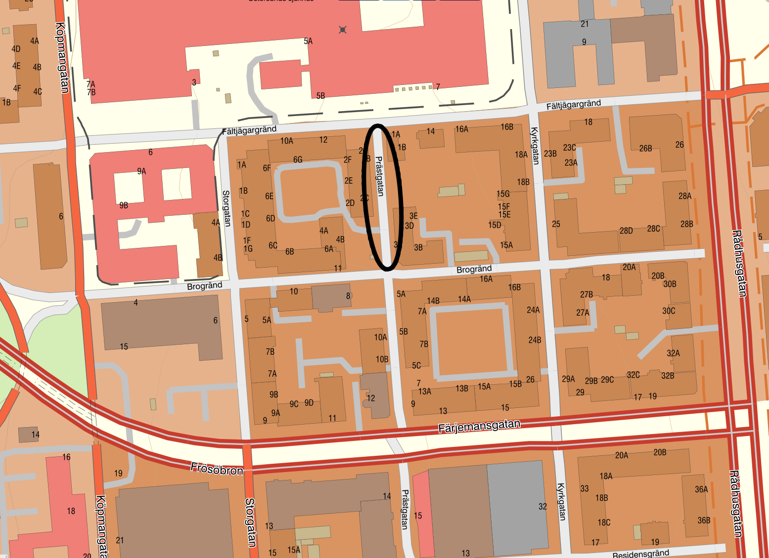 Karta som visar var trafikstörningen är