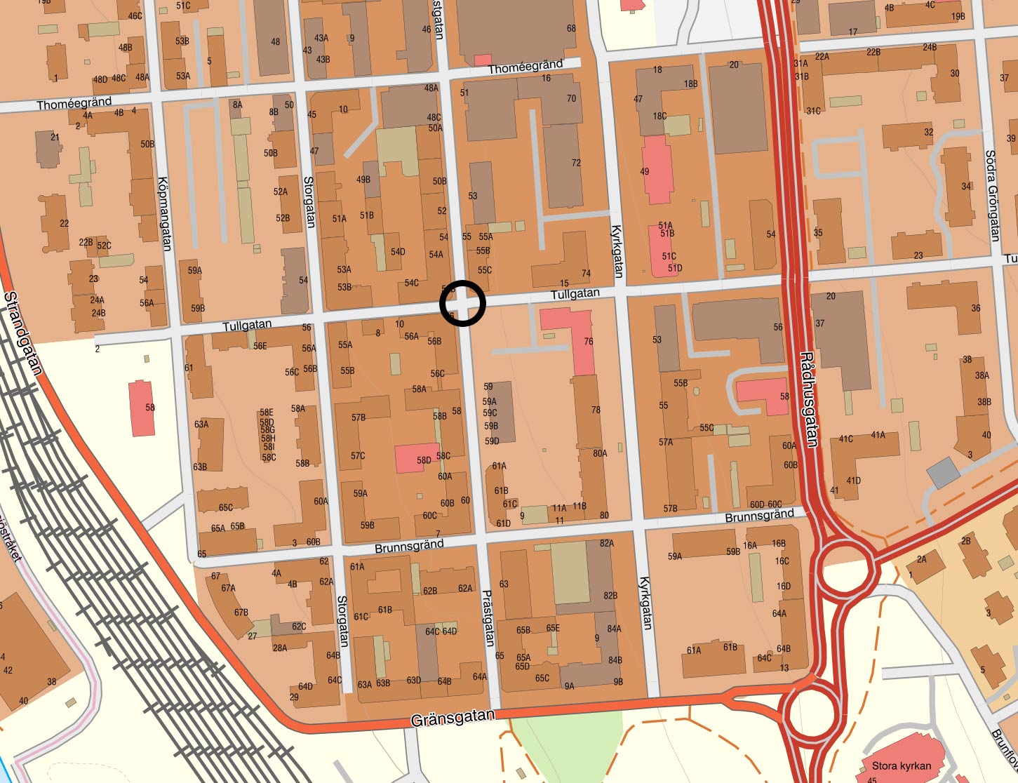 Karta som visar var trafikstörningen är