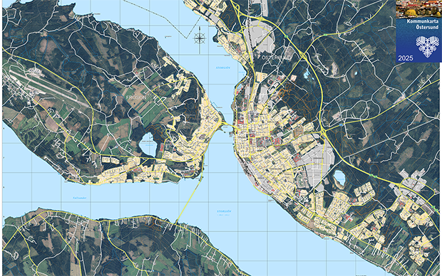 Bilden visar bara en del av Östersundskartan, som täcker in hela Östersunds kommun.