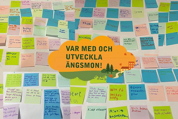 Bilden visar ett collage av färggranna lappar som medborgarna har skrivit sina önskemål på.