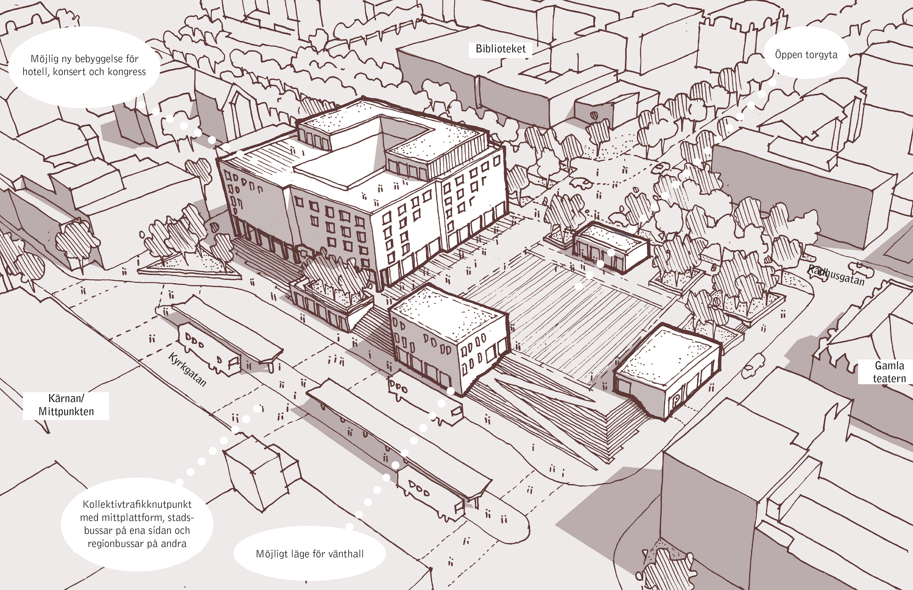 Skiss som visar visionen. Illustration: Fojab Arkitekter.