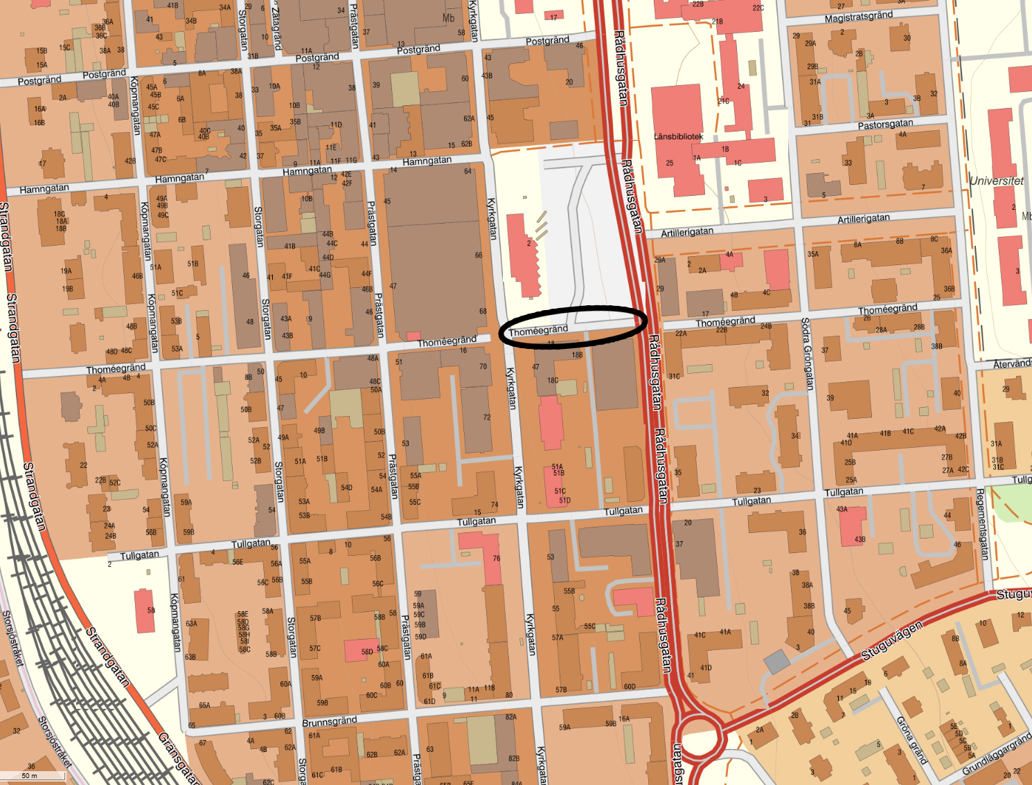 Karta som visar var trafikstörningen är