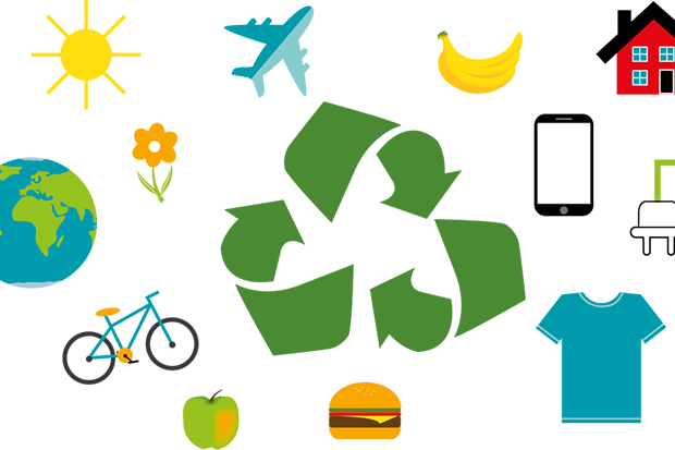 Illustration på temat återvinning.