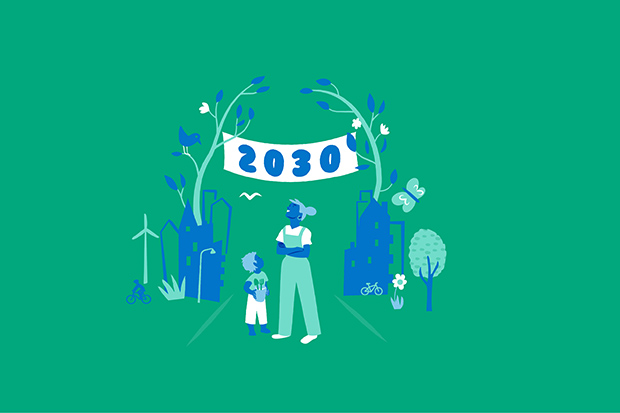 Illustration Klimatneutrala städer 2030