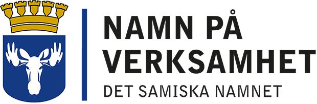 Exempel på logotyp för en specifik verksamhet inom kommunen. Kommunvapnet till vänster och namnet på verksamheten till höger.