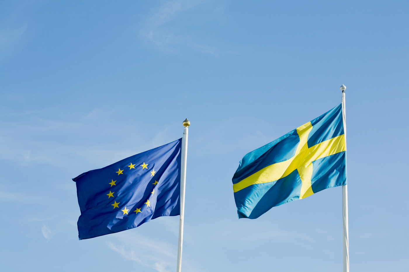 Svenska flaggan och eu- flaggan 