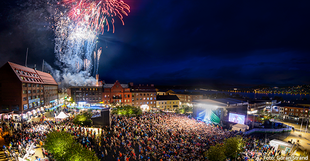 Fyrverkerier över Stortorget under Yran