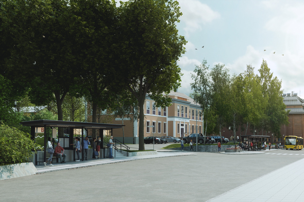 Skiss på hur nya hållplats centrum kan komma att se ut
