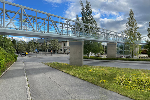 Dataanimerad bild med nya gång- och cykelbron vid Centralstationen