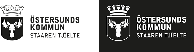 Kommunens huvudlogotyp i svartvitt.