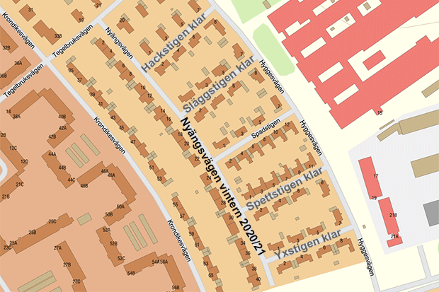 Karta över Blomängens villaområde