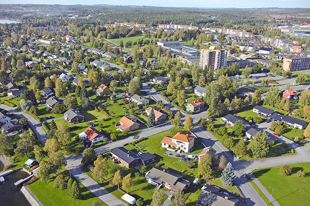 flygbild med utsikt över Östersund