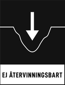 Pil som pekar ner i en grop, symbolen för ej återvinningsbart