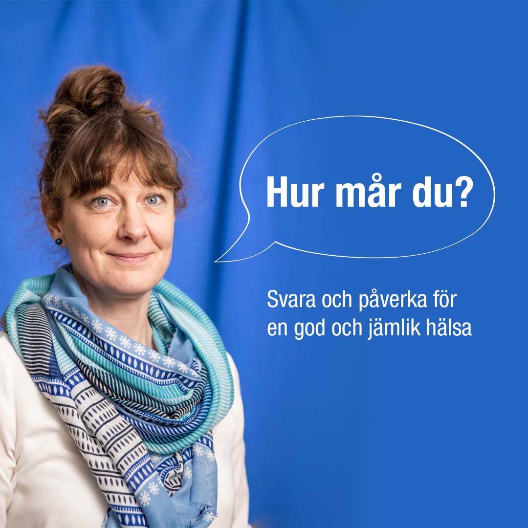 Hur mår du? En porträttbild av en kvinna som ställer frågan i en pratbubbla.