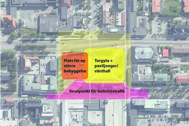 Principskiss över Gustav den tredjes torg.