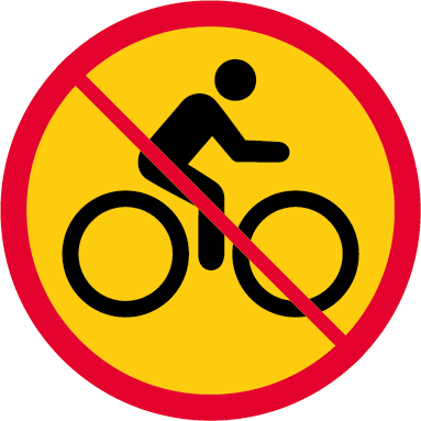 Förbudsskylt för cykling.