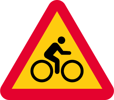 Varningsskylt för cyklister.