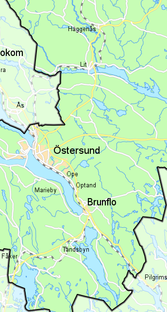 Översiktskarta över Östersunds kommun