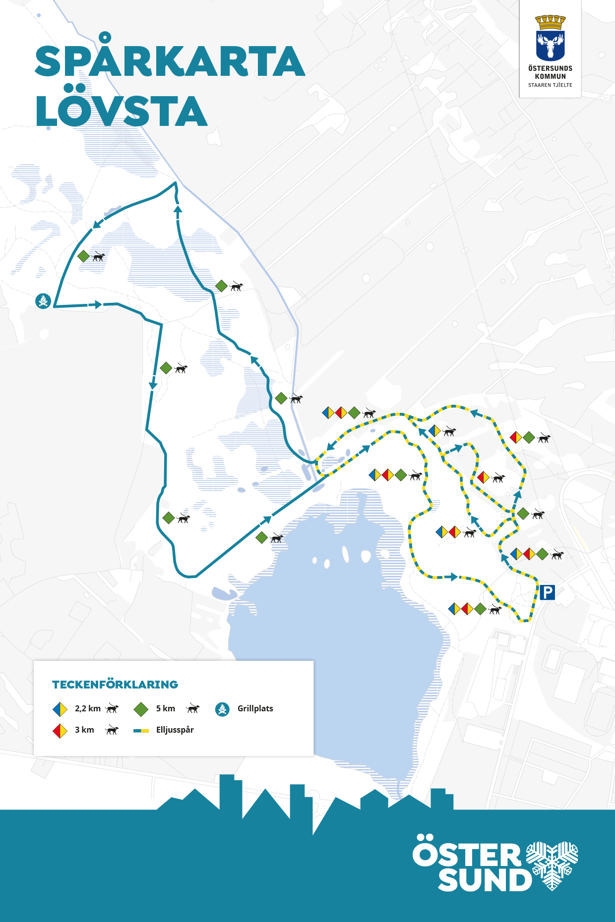 Spårkarta för Lövstas skidspår