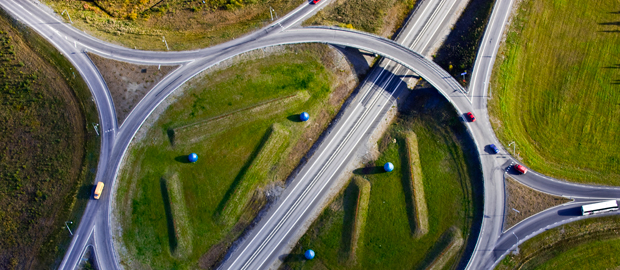 Flygfoto över Lillängerondellen