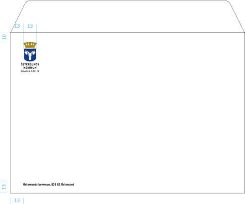 Kuvert med kommunens logotyp uppe till vänster och adressuppgifter nere till vänster.