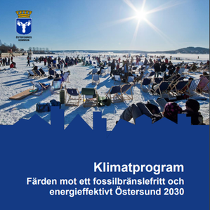 Bild på Klimatstrategins framsida, bli bakgrund med en tecknad jordglob.