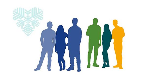 Siluett på en grupp ungdomar