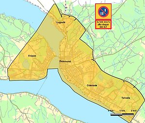 Karta över zoner för datumparkering