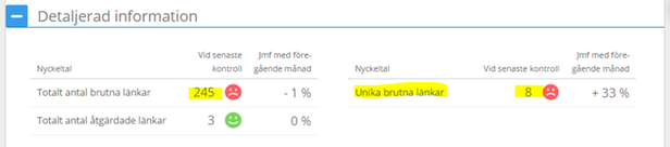 Skärmurklipp som visar rubriken "Detaljerad information"