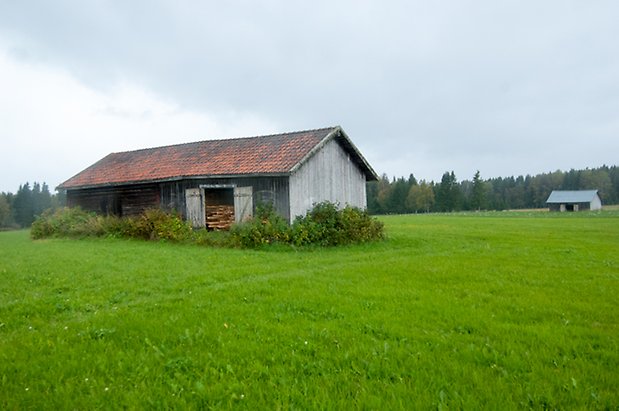 Boda 7:1. Lada i grånad panel på äng.