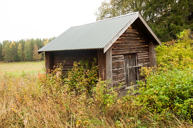 Näset 1:8. Liten timrad byggnad.