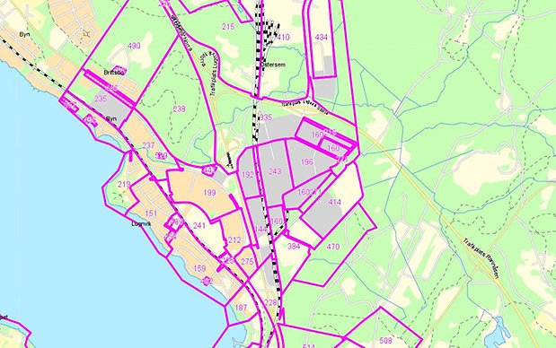 Karta över detaljplaner i Lugnvik