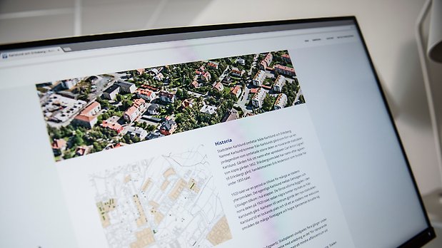 Datorskärm som visar beskrivning av en stadsdel i kommunen