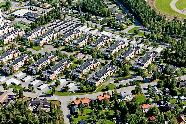 Flygfoto över kvarteret Valhall