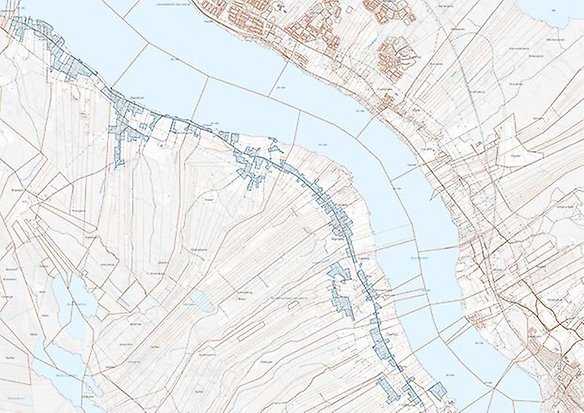 Karta med verksamhetsområdet för vatten och avlopp mellan Slandrom och Vålbacken är utmarkerat.