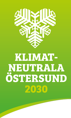 Klimatneutrala Östersund 2030 stående på färgplatta