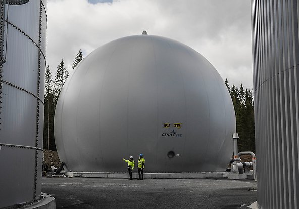 Gasklockan i biogasanläggningen.