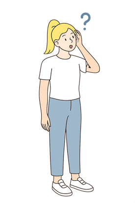 Kvinna som ser undrande ut. 