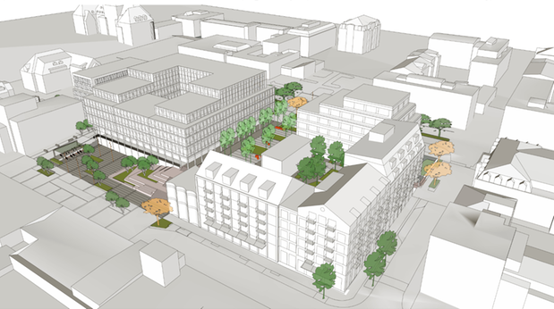Illustration över nya hus på fastigheten Artilleristen.