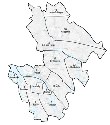 Karta över områden för slamtömning