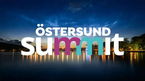 Kampanjbild Östersund Summit (logotype med kvällsbild över Frösöbron i bakgrunden)